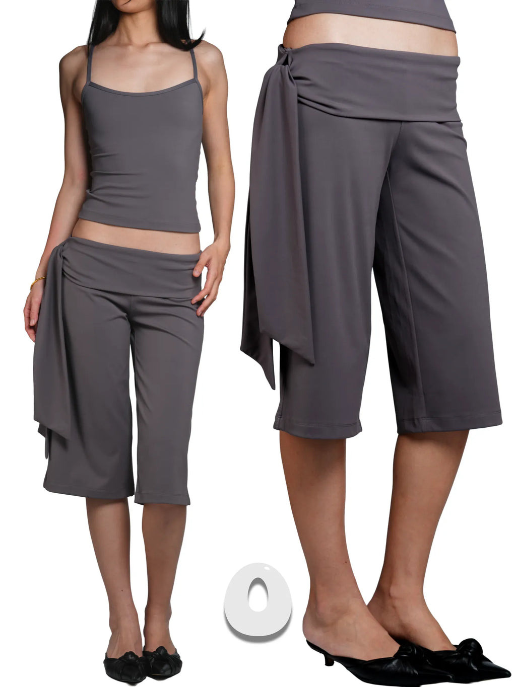 Foldover Side-Tie Bermuda Shorts