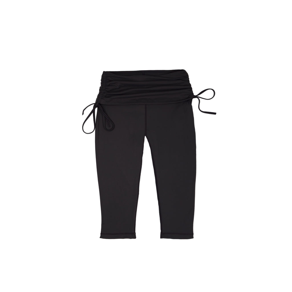 Ruched Tie-Waist Capri Leggings