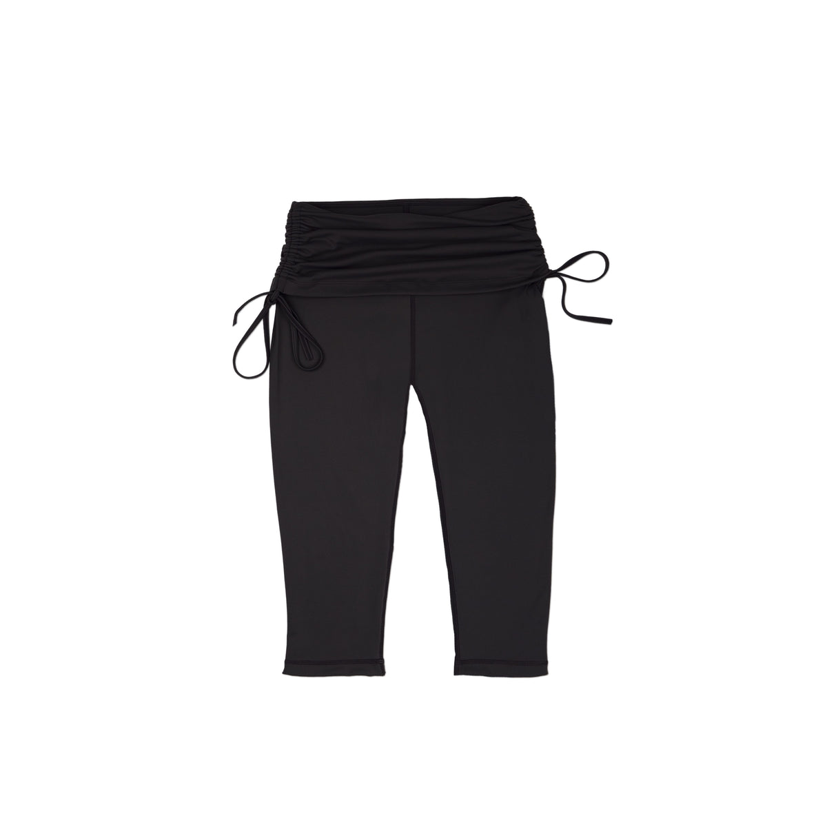 Ruched Tie-Waist Capri Leggings